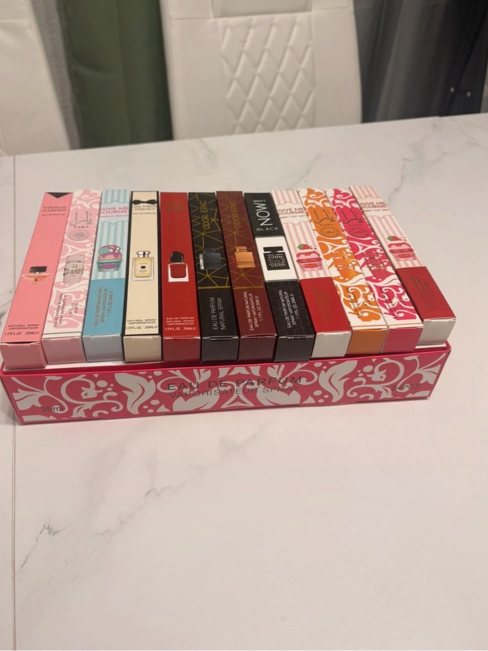 Assorted Pink Decorative Storage Box with Multi-Color Lipstick Organizers